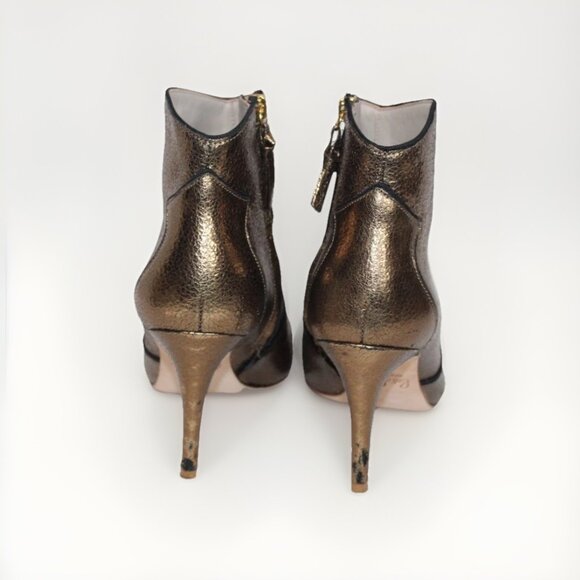 Boden Ankle Boots Gold Stiletto Heeled Leather Boot MINT Women's Size 40 9.5 - Picture 6 of 13